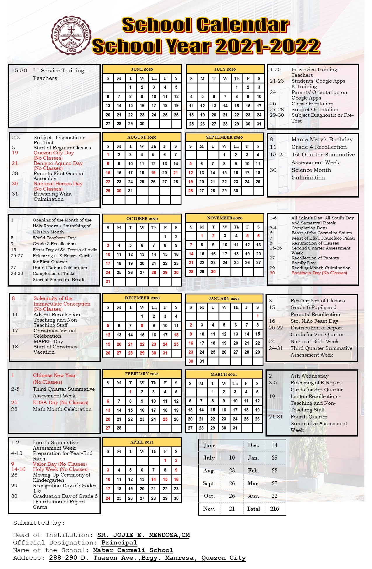 Academic Calendar